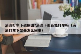 滴滴打车下架原因?滴滴下架还能打车吗（滴滴打车下架是怎么回事）