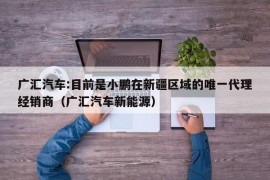 广汇汽车:目前是小鹏在新疆区域的唯一代理经销商（广汇汽车新能源）