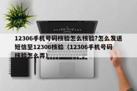 12306手机号码核验怎么核验?怎么发送短信至12306核验（12306手机号码核验怎么弄）