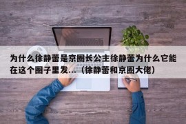 为什么徐静蕾是京圈长公主徐静蕾为什么它能在这个圈子里发...（徐静蕾和京圈大佬）