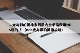 ...光与影的英雄金钱最大金手指我用NDS玩的!!!（nds光与影的英雄攻略）