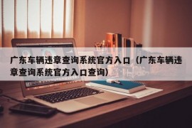 广东车辆违章查询系统官方入口（广东车辆违章查询系统官方入口查询）