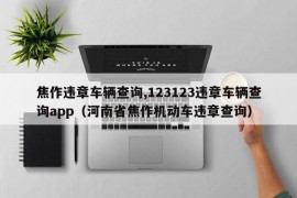 焦作违章车辆查询,123123违章车辆查询app（河南省焦作机动车违章查询）