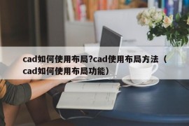 cad如何使用布局?cad使用布局方法（cad如何使用布局功能）