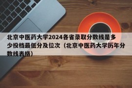 北京中医药大学2024各省录取分数线是多少投档最低分及位次（北京中医药大学历年分数线表格）