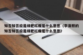 知否知否应是绿肥红瘦是什么意思（李清照的知否知否应是绿肥红瘦是什么意思）