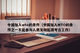 中国加入wto的条件（中国加入WTO的条件之一不能参与人类文明起源考古工作）