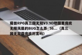 魔兽RPG真三国无双V3.9D地图里庞统无限凤凰的BUG怎么弄_36...（真三国无双霸庞统厉害吗）