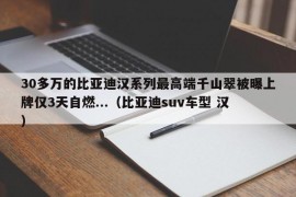 30多万的比亚迪汉系列最高端千山翠被曝上牌仅3天自燃...（比亚迪suv车型 汉）