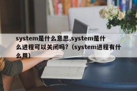 system是什么意思,system是什么进程可以关闭吗?（system进程有什么用）