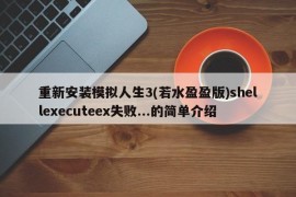 重新安装模拟人生3(若水盈盈版)shellexecuteex失败...的简单介绍