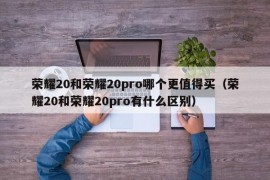 荣耀20和荣耀20pro哪个更值得买（荣耀20和荣耀20pro有什么区别）